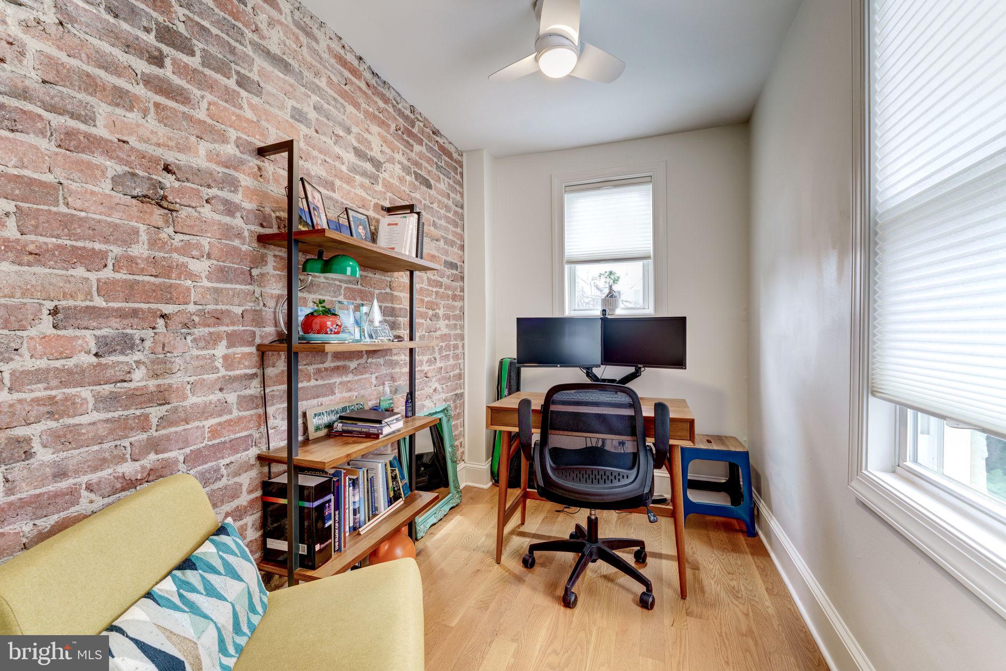 602 14th Place Northeast Washington, DC 20002 - Photo 21 of 34 3rd BR:Ceiling fan,big windows&exposed brick wall!