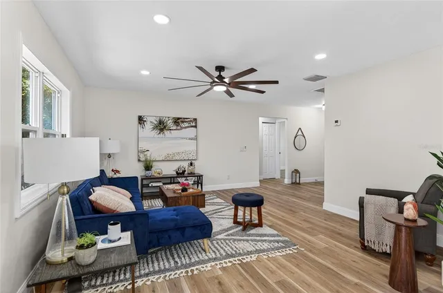 a living room with furniture