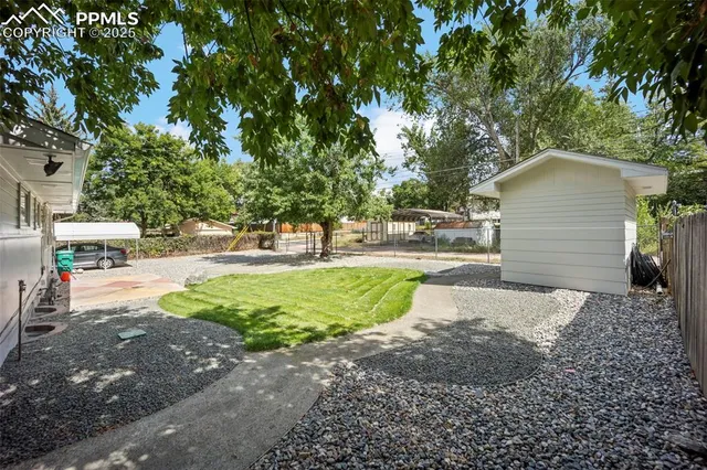 a view of road with large trees