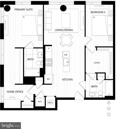 a black and white photo of a living room