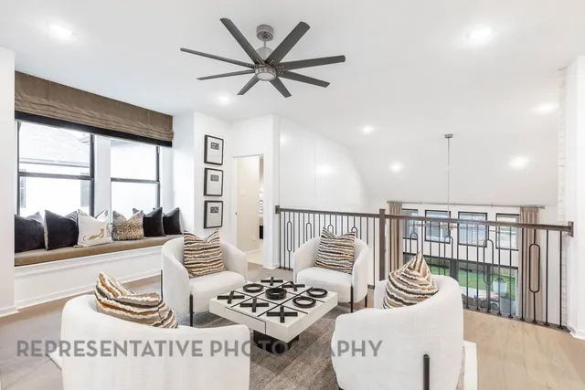 a living room with furniture