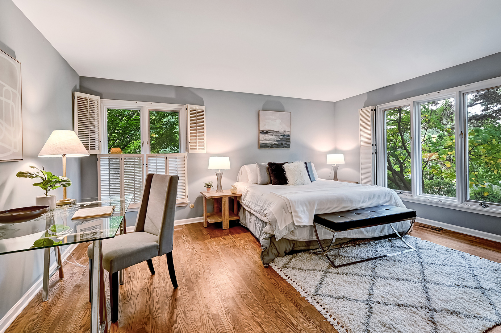 118 North Grant Street Hinsdale, IL 60521 - Photo 13 of 30 a bedroom with a bed a large window with table and chair