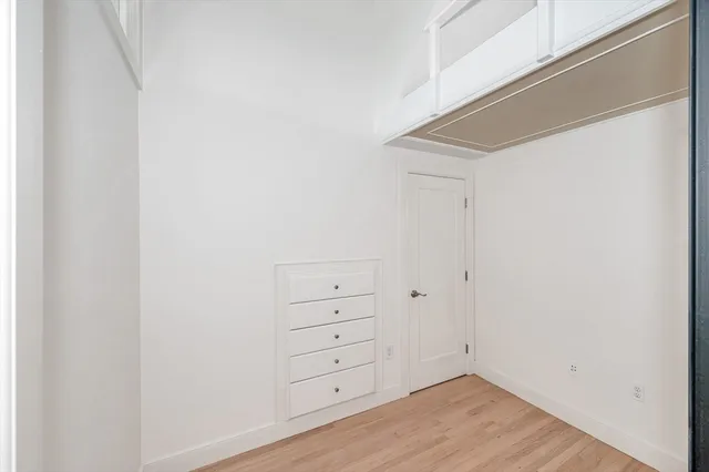 a view of an empty walk in closet