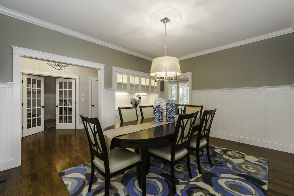 19 Hinds Road Winchester, MA 01890 - Photo 5 of 29 a view of a dining room with furniture a chandelier and wooden floor