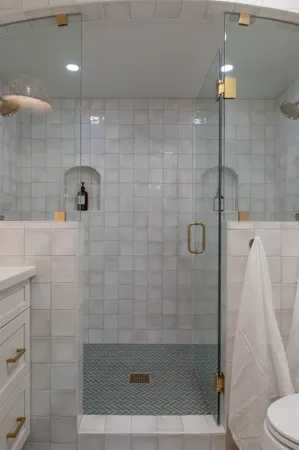 a bathroom with a shower