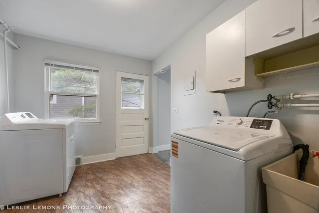 a utility room with dryer and washer