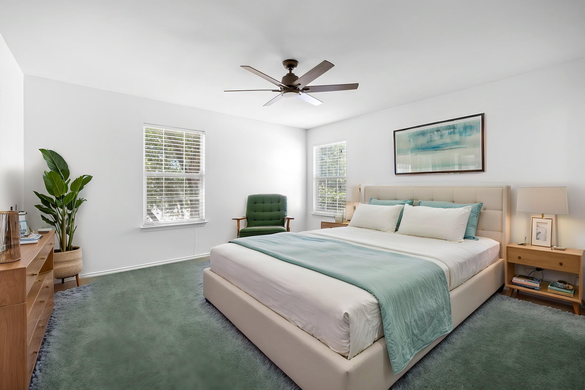 89 Jan Lane Georgetown, TX 78626 - Photo 18 of 29 Bedroom featuring a ceiling fan and carpet