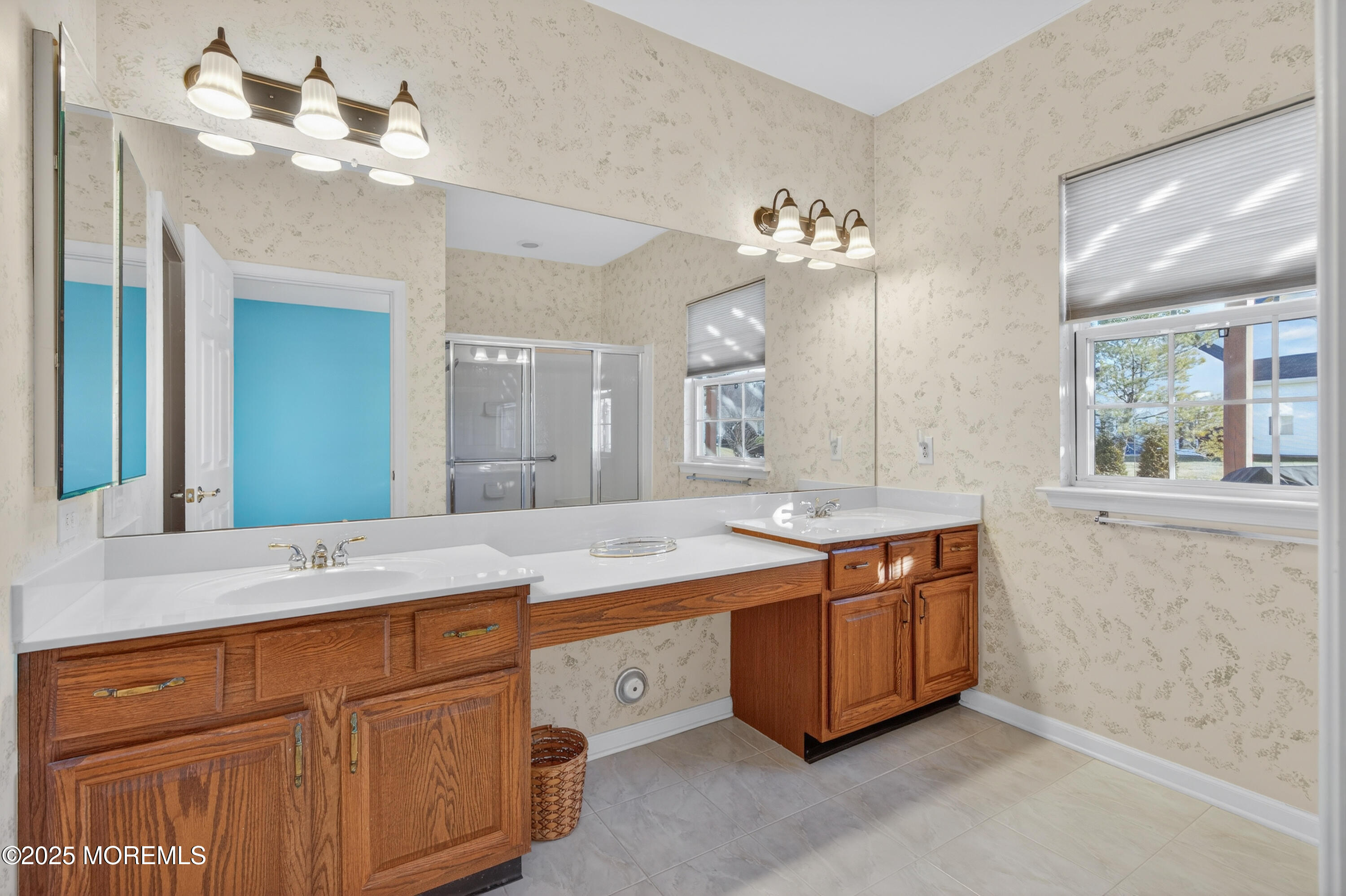 11 Drayton Road Manchester Township, NJ 08759 - Photo 19 of 39 a spacious bathroom with a granite countertop double vanity sink a mirror and a bathtub