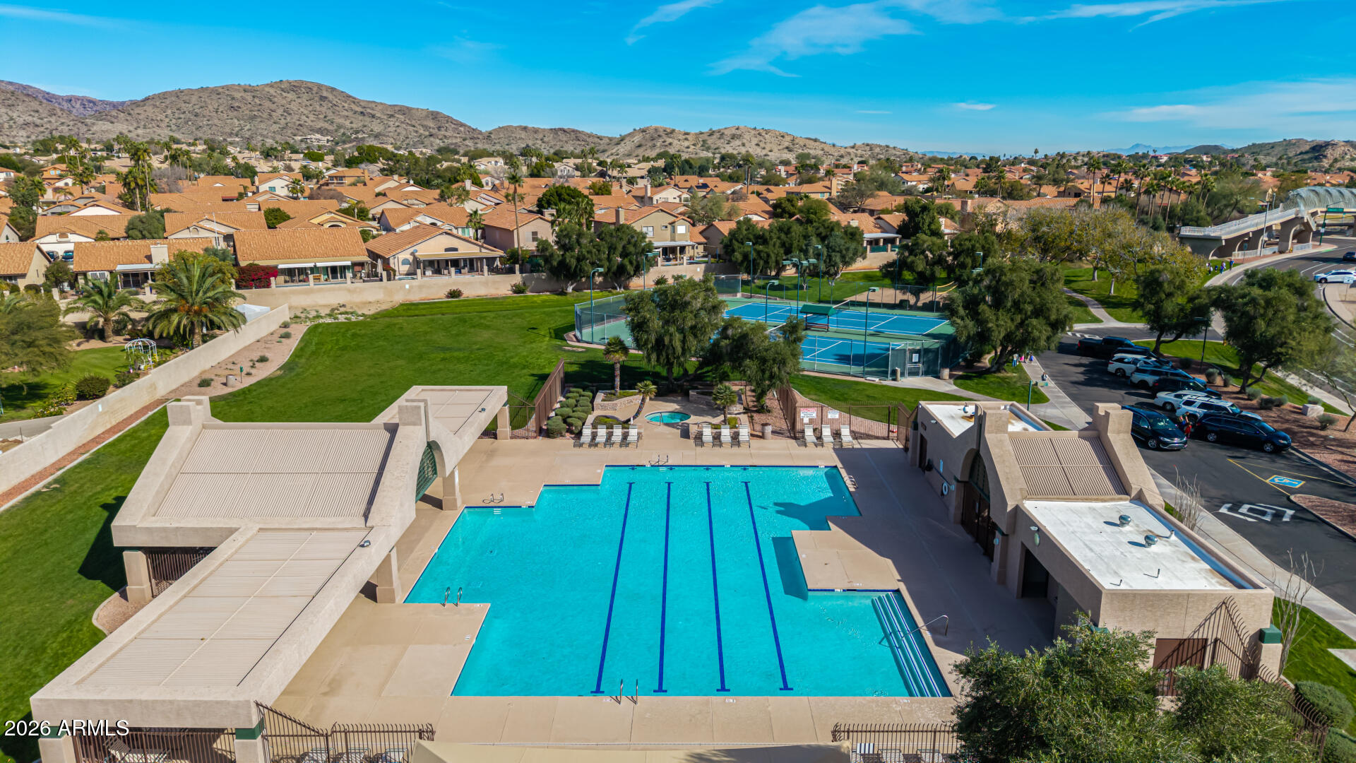2710 East Rock Wren Road Phoenix, AZ 85048 - Photo 47 of 56 an aerial view of a house with a garden