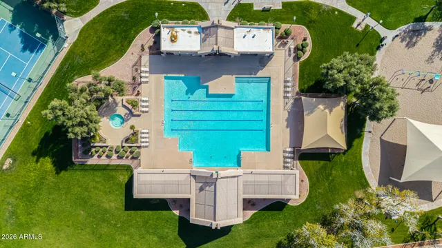 an aerial view of a house