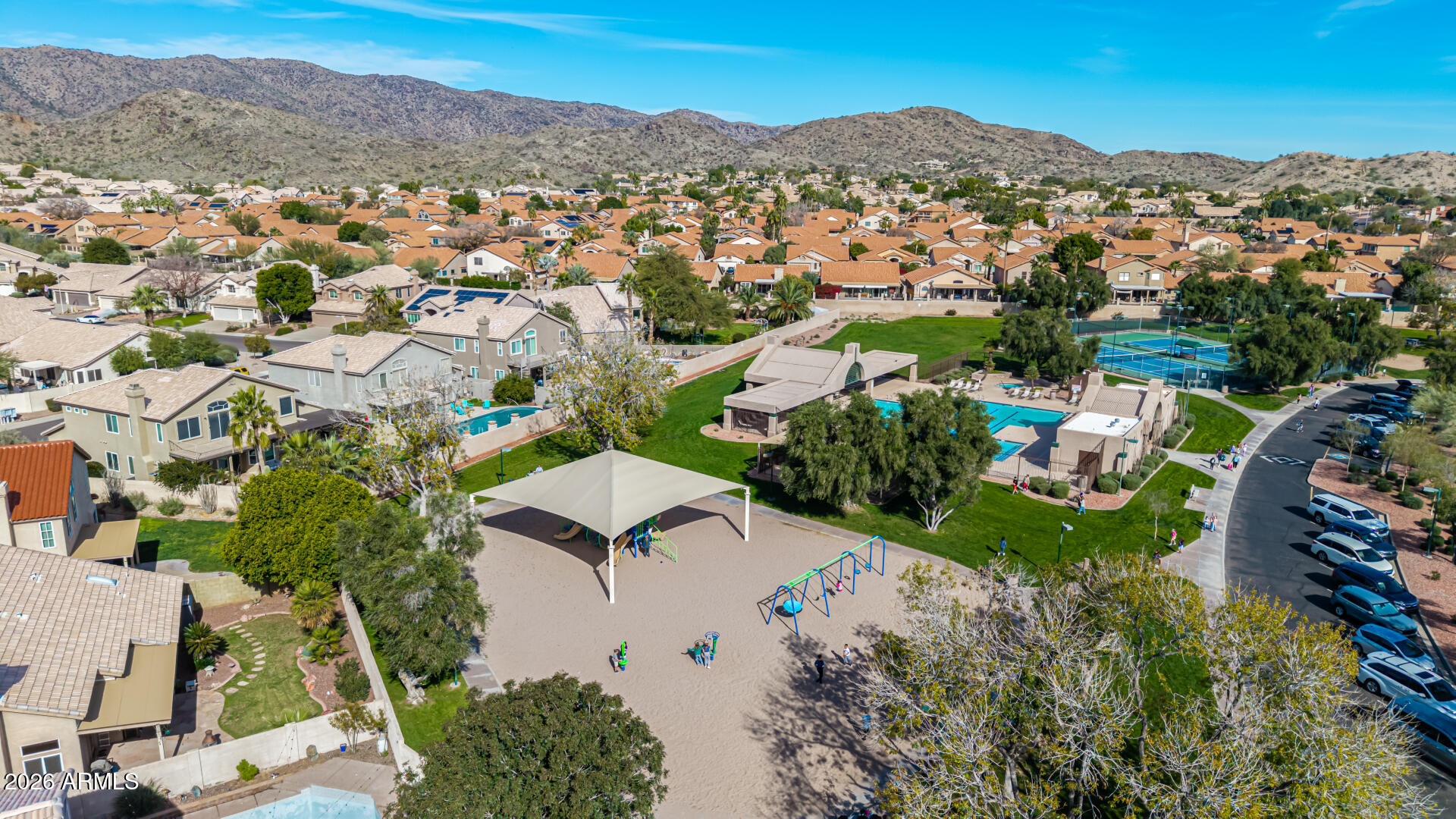 2710 East Rock Wren Road Phoenix, AZ 85048 - Photo 50 of 56 an aerial view of residential houses with outdoor space and river