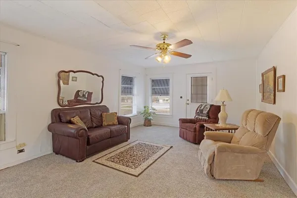 a living room with furniture