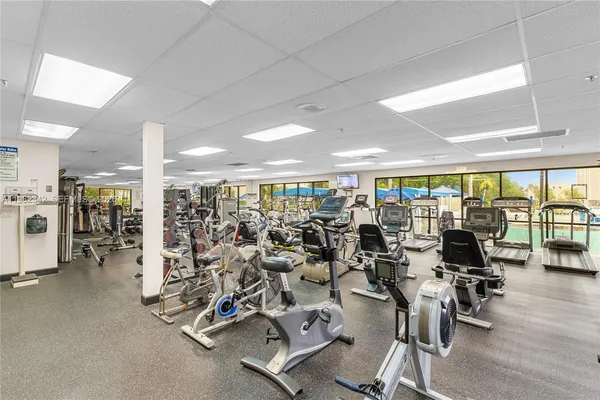 a view of a room with gym equipment