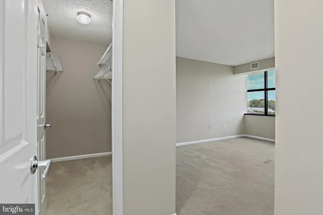 a view of small space with racks on the wall