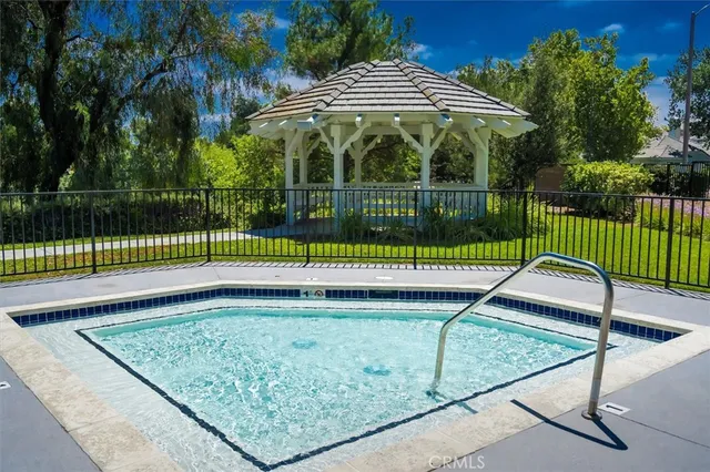 a view of a park with a deck