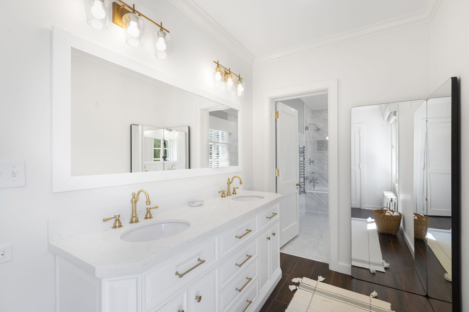 51 South Mayflower Road Lake Forest, IL 60045 - Photo 41 of 64 a bathroom with a sink double vanity and a mirror
