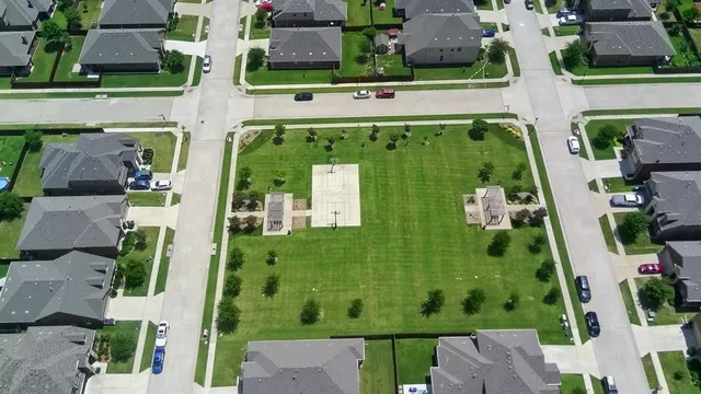 an aerial view of a house