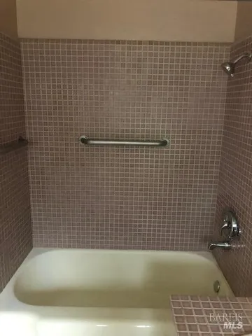 a bathroom with a bathtub