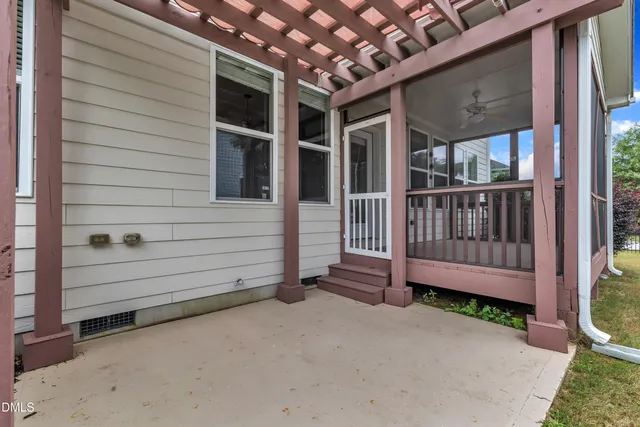 a view of porch with seating space