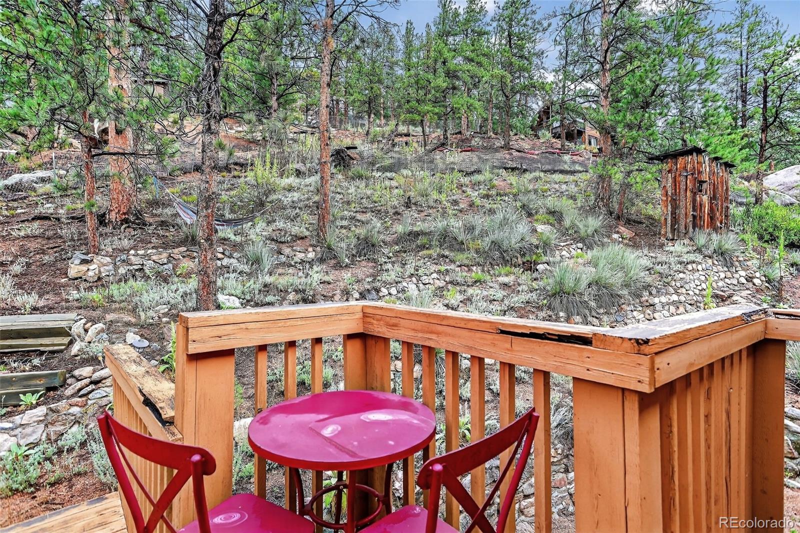 27403 Schuyler Gulch Road Pine, CO 80470 - Photo 33 of 40 a view of a chairs and table in the outdoor
