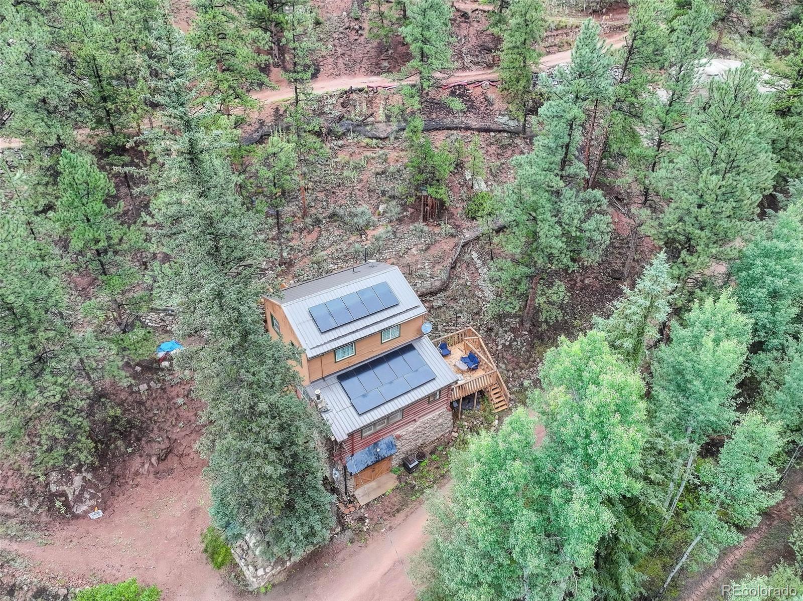 27403 Schuyler Gulch Road Pine, CO 80470 - Photo 38 of 40 an aerial view of a house with a yard