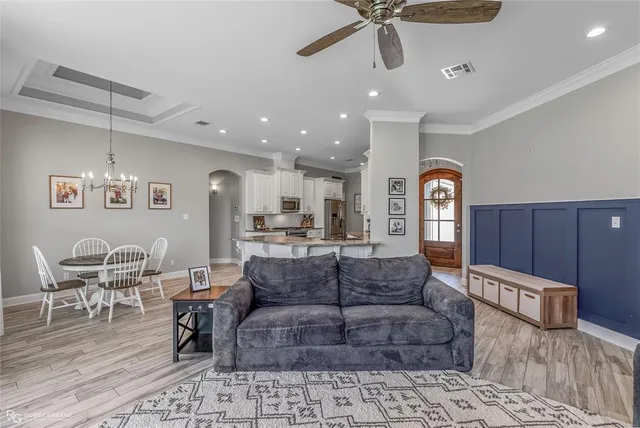 a living room with furniture