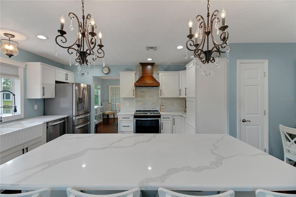 32801 Oak Park Drive Leesburg, FL 34748 - Photo 16 of 46 a kitchen with a counter space cabinetry and stainless steel appliances