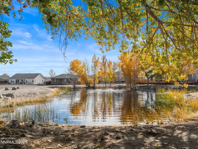 a view of a lake with houses