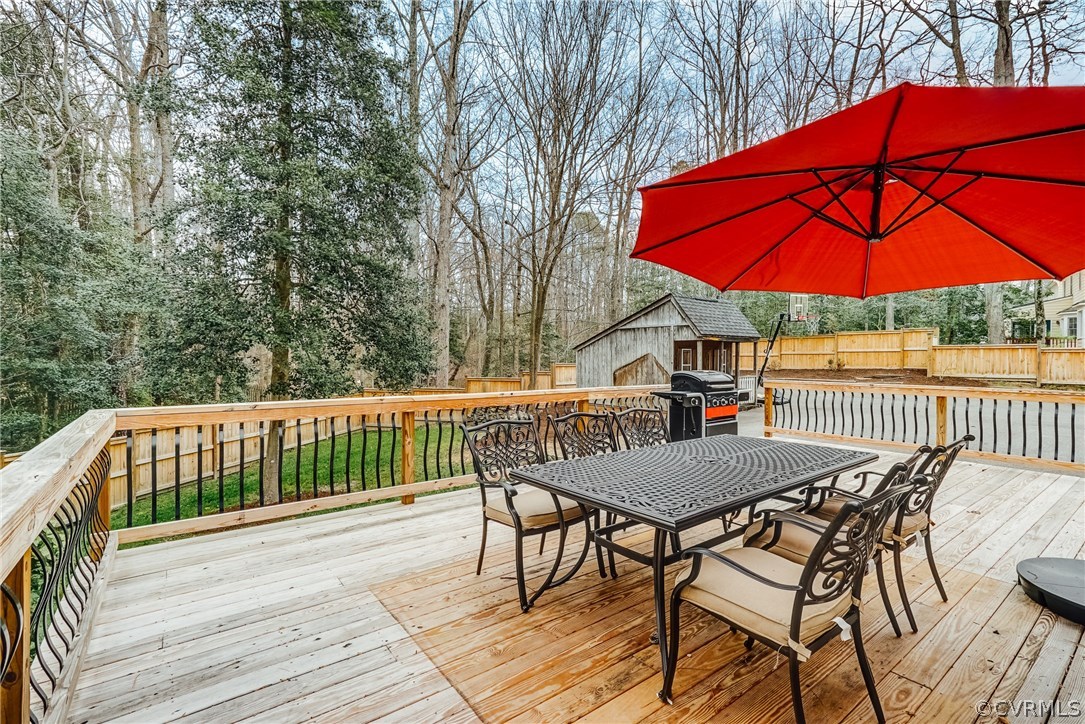 9000 Cardiff Road North Chesterfield, VA 23236 - Photo 36 of 40 a view of balcony with wooden deck and outdoor seating