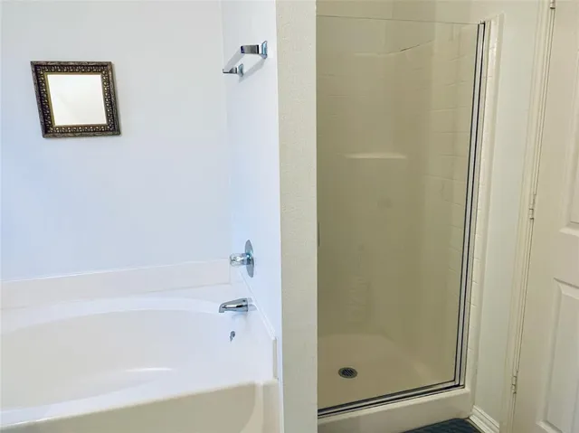 a bathroom with a bathtub