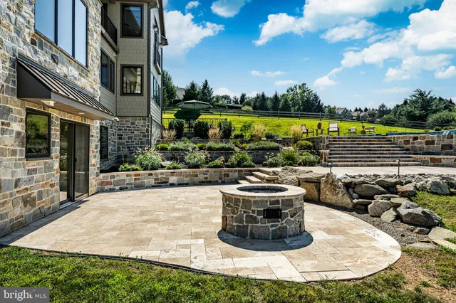 a large kitchen with a large window