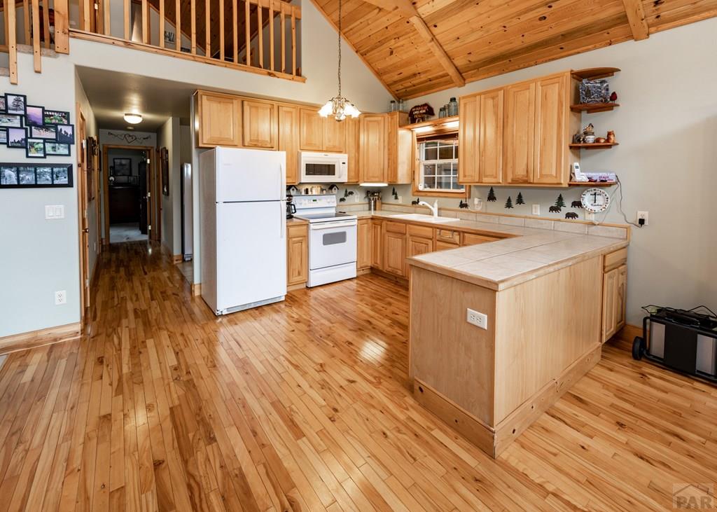 331 Westcliffe Drive Rye, CO 81069 - Photo 31 of 48 a kitchen with stainless steel appliances a refrigerator a sink and wooden floors