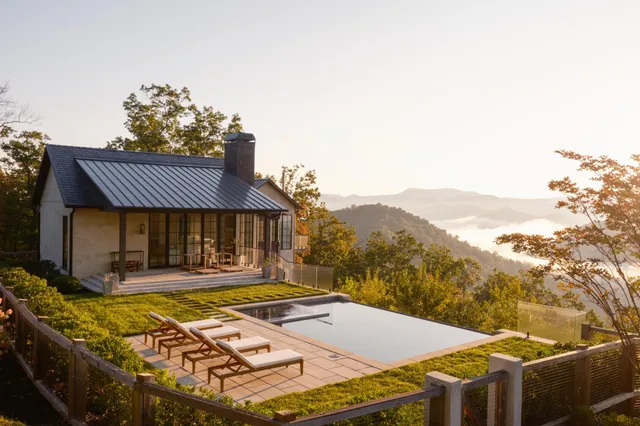 a view of a lake with a mountain in the background