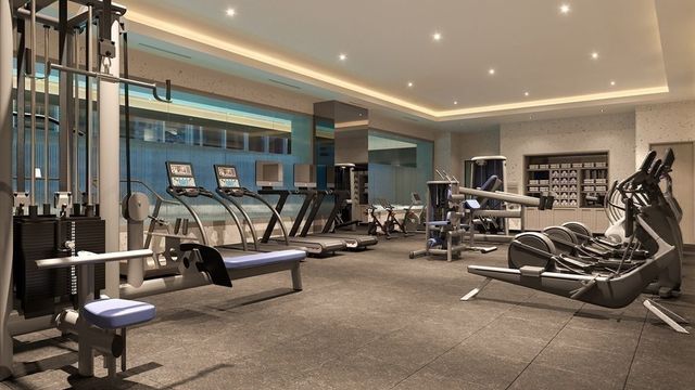 a view of a room with gym equipment