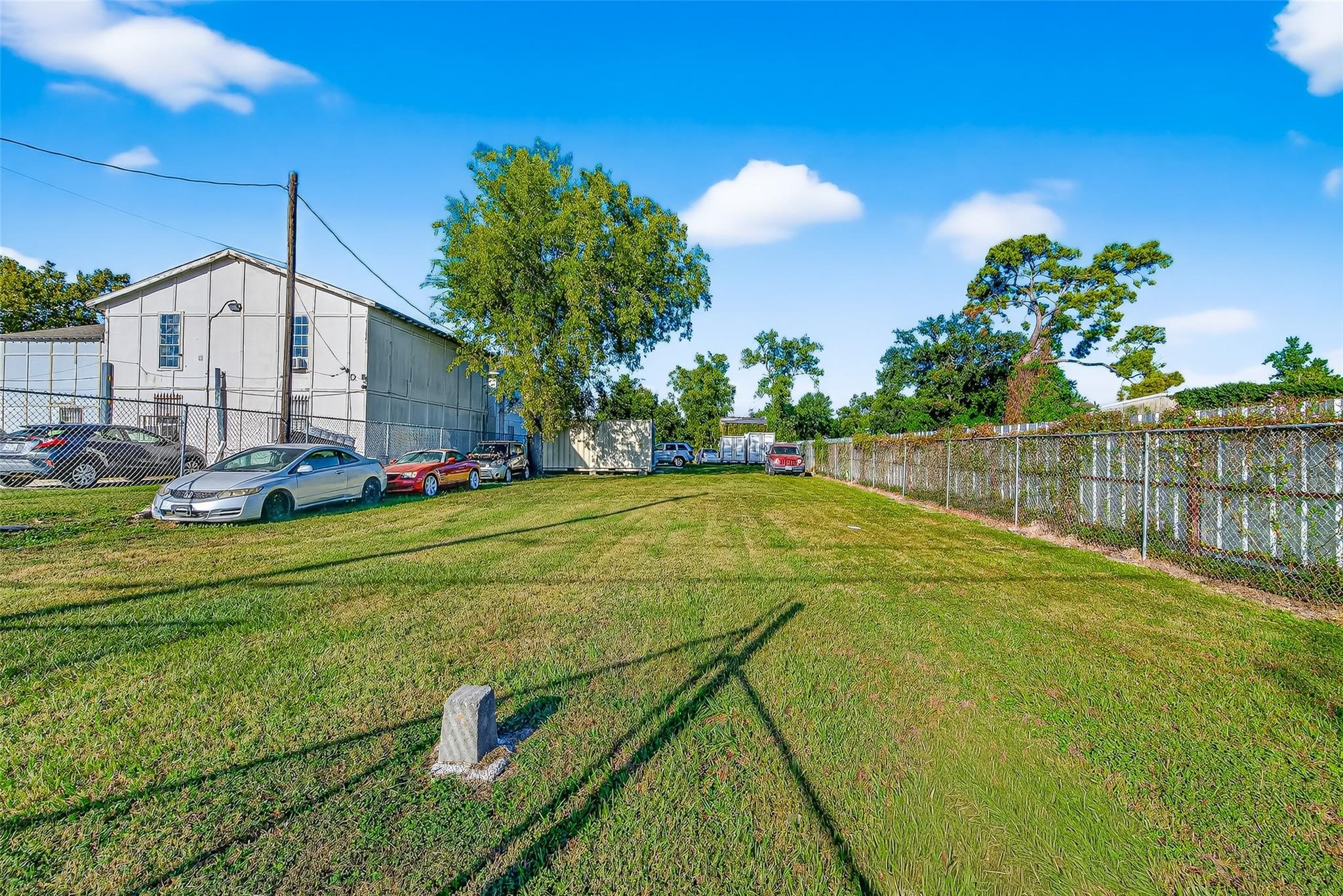 a view of a backyard with plants