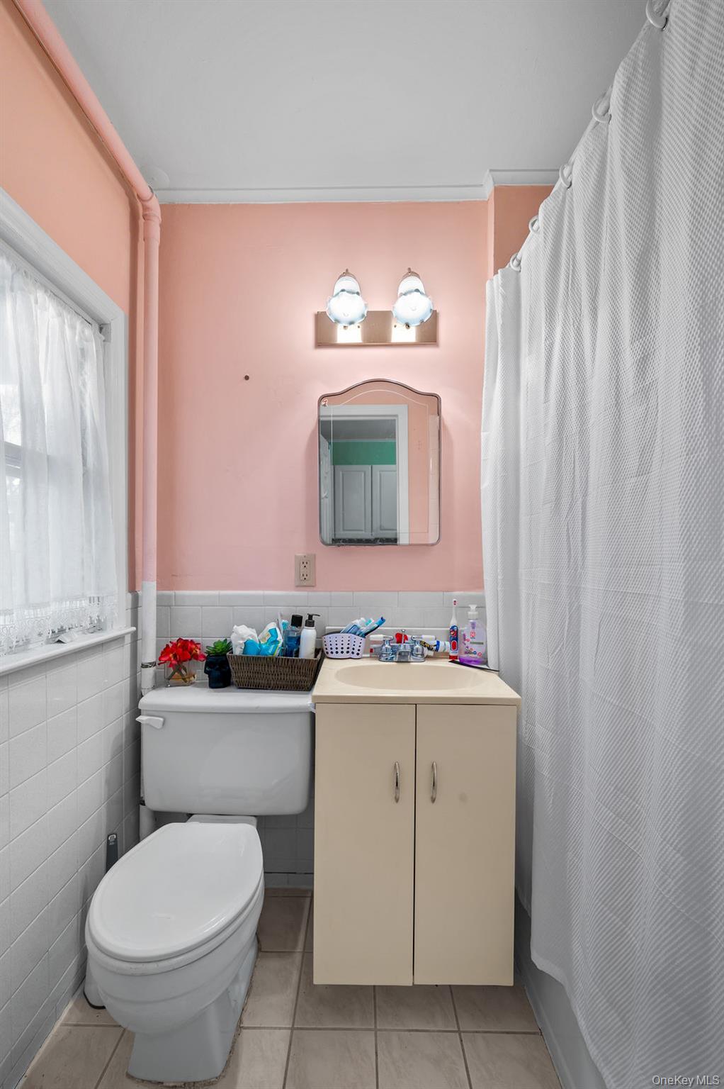 8 George Drive Mastic, NY 11950 - Photo 28 of 39 a bathroom with a toilet sink vanity and mirror