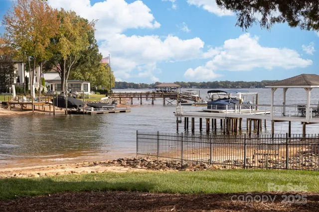 a view of a lake with a house