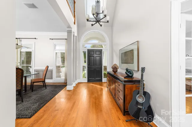a view of a living room and dining room