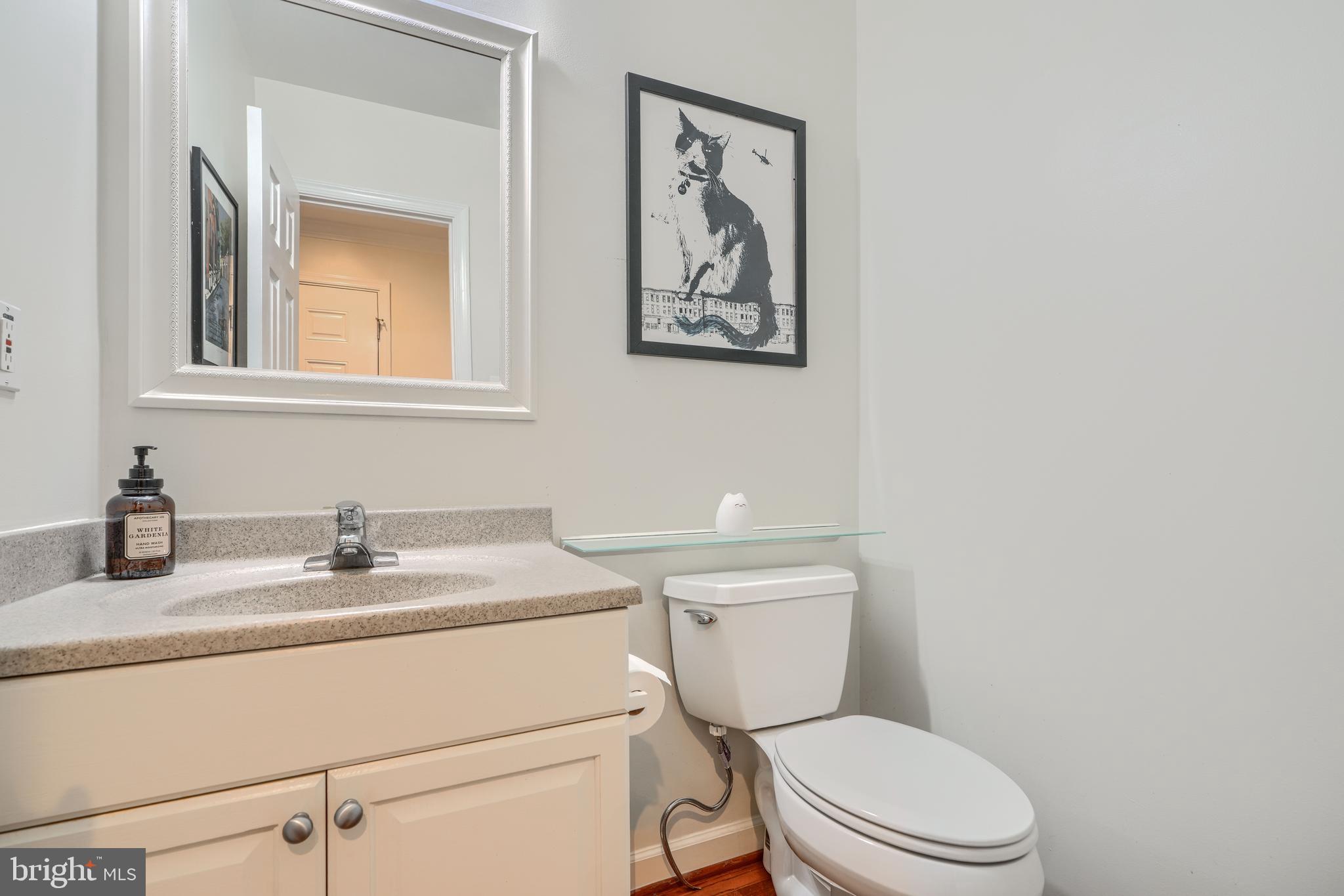 1 Second Tee Court Baltimore, MD 21209 - Photo 7 of 41 a bathroom with a toilet sink vanity and mirror