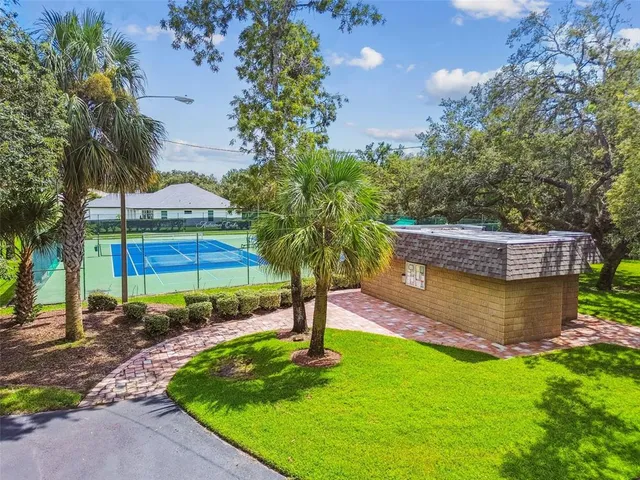 a garden view with a fountain