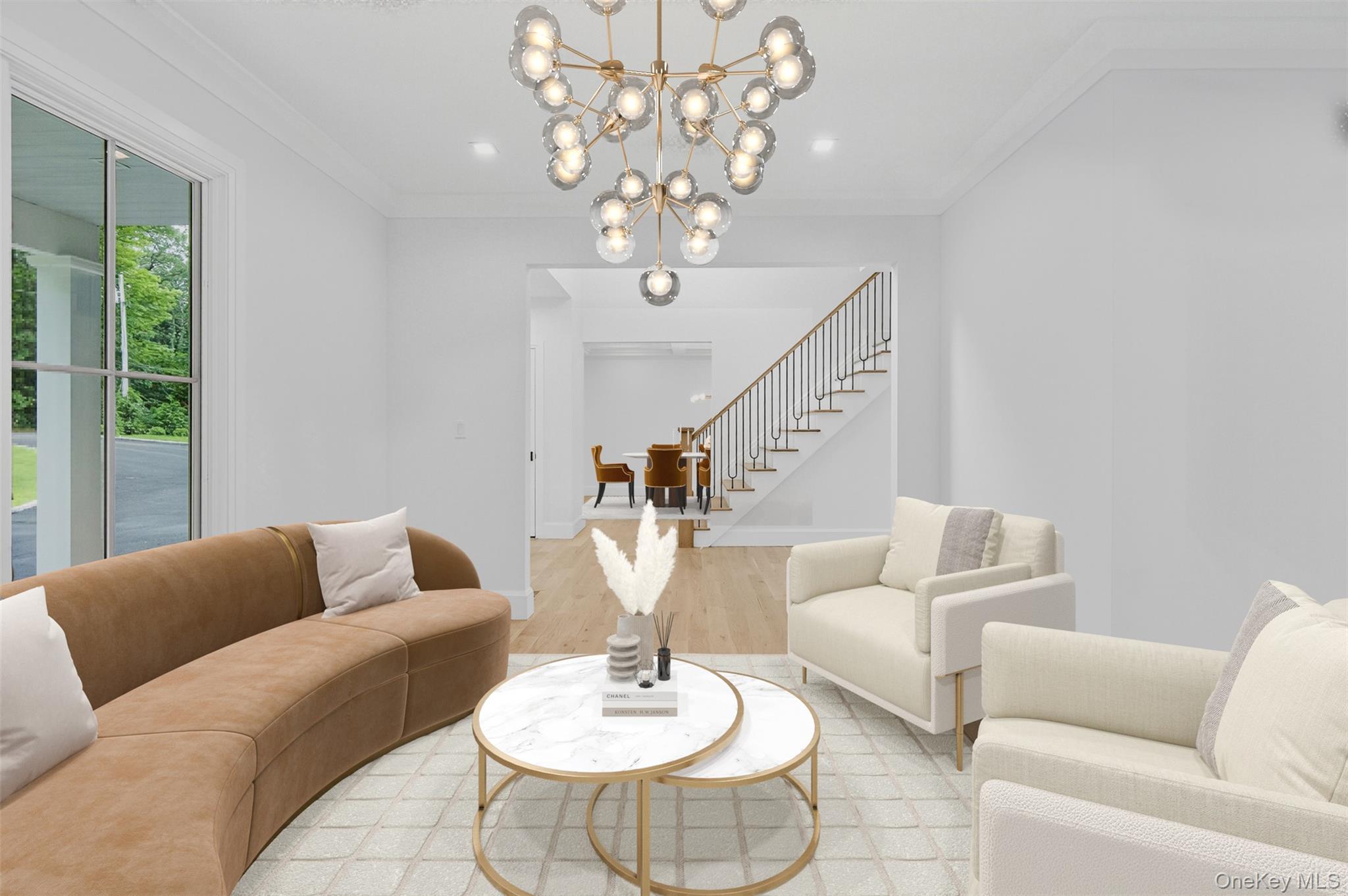 32 A Pine Road Syosset, NY 11791 - Photo 6 of 46 a living room with furniture or chandelier and a wooden floor