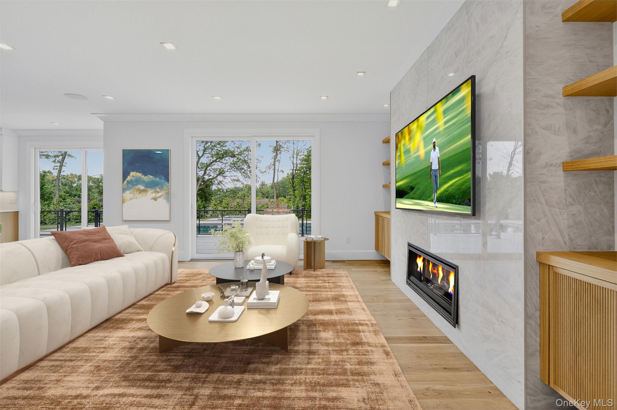 32 A Pine Road Syosset, NY 11791 - Photo 10 of 46 a living room with furniture and a flat screen tv