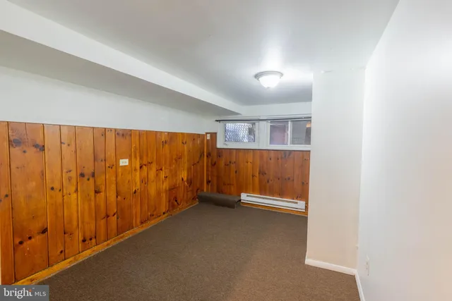 an empty room with a door