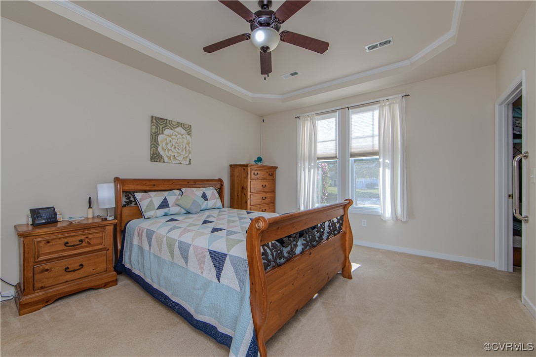 12114 Blossom Point Road Chester, VA 23831 - Photo 9 of 15 Carpeted bedroom with ornamental molding, a tray c