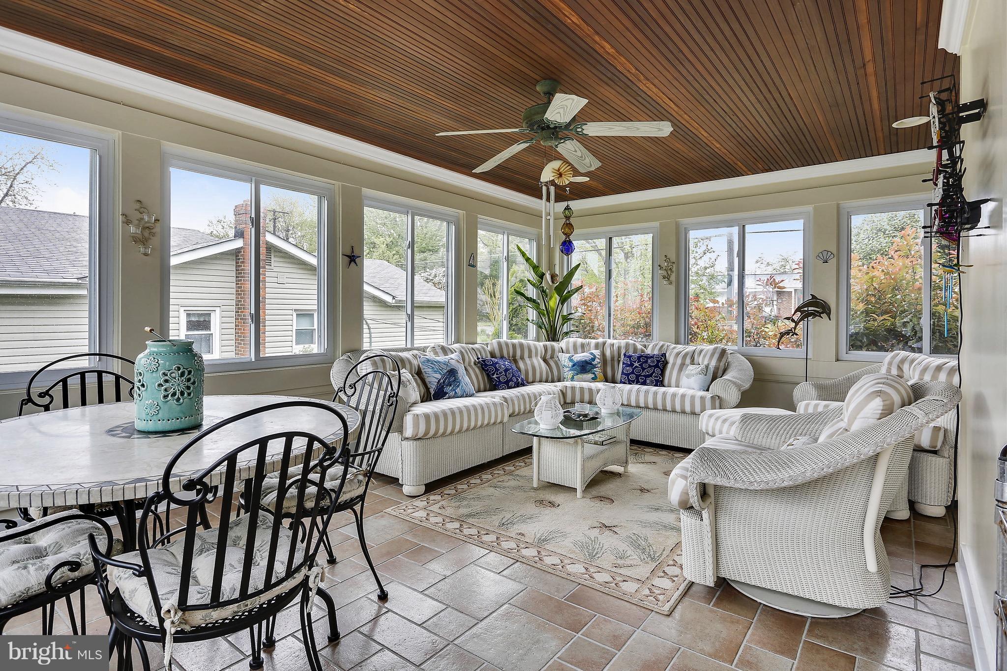 1227 Turkey Point Road Edgewater, MD 21037 - Photo 14 of 30 Sun Room w/Waterview -Wood Ceiling/Ceramic tile