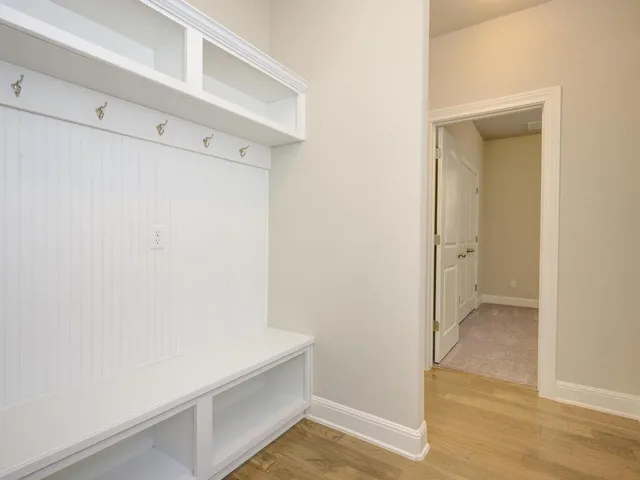 a view of an empty walk in closet