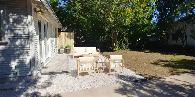 a view of backyard of house
