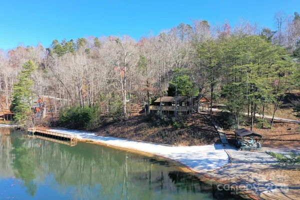 a view of a lake from a yard