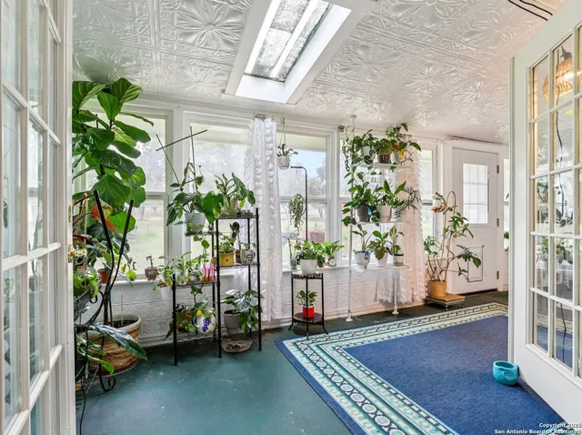 a view of lobby with wooden floor