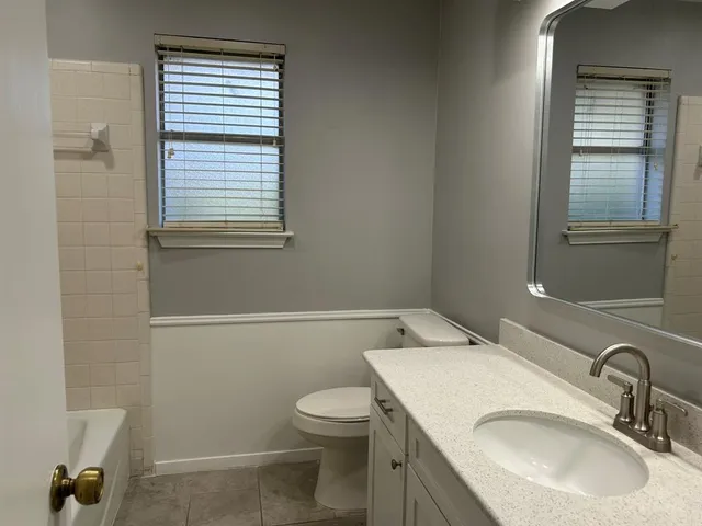 a bathroom with a bathtub